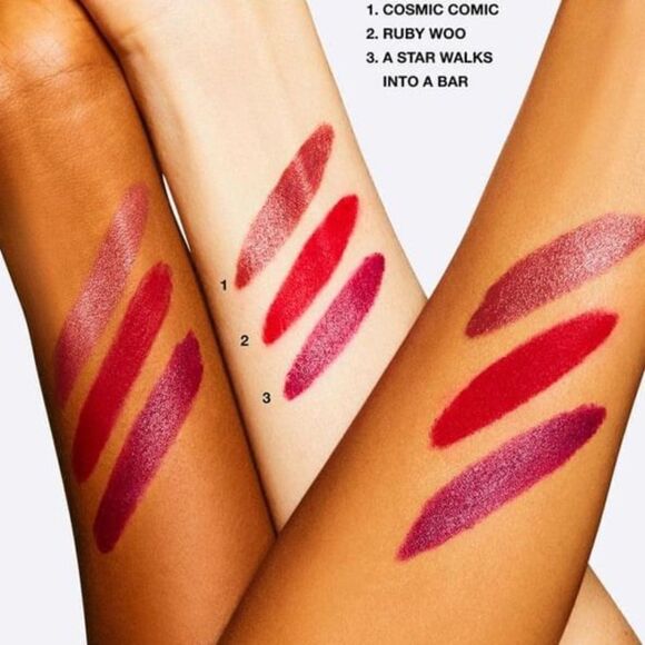 MAC kit 3 mini new lipsticks and cosmetic bag RARE unique - Picture 4 of 13